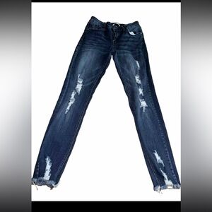 Refuge Jeans 2 Womens Juniors Size Blue Denim Skinny Distressed Dark Wash Casual